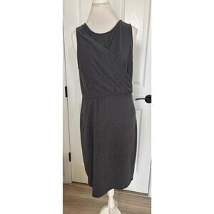 Garnet Hill Large Gray Cotton Faux Wrap Dress